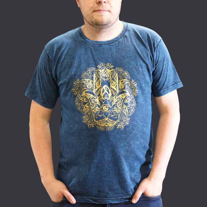 T-shirt délavé à la pierre XL - Hamsa - Bleu