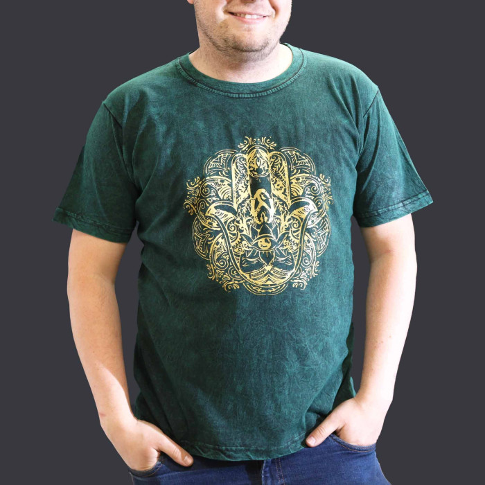 T-shirt délavé à la pierre XL - Hamsa - Vert