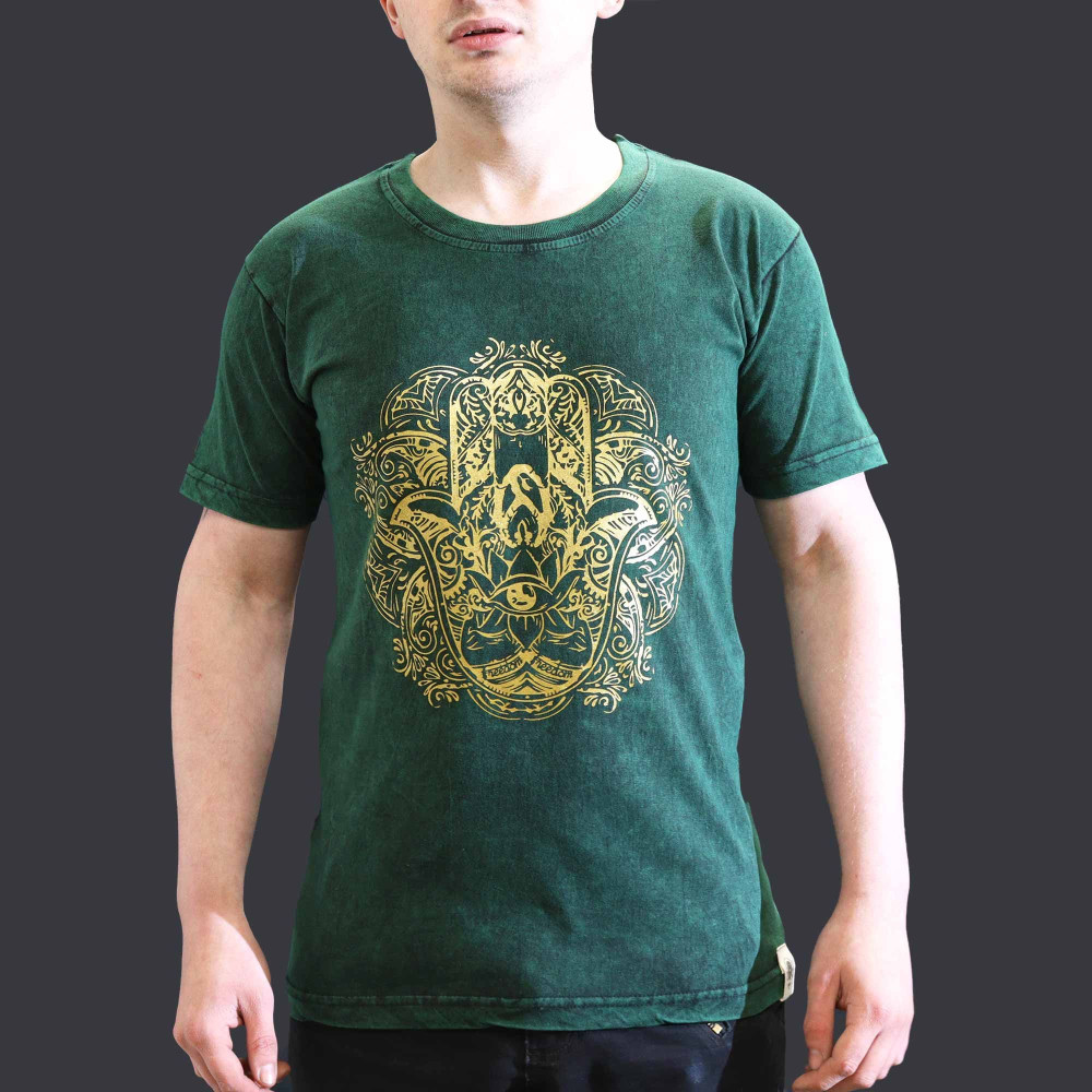 Petit t-shirt délavé à la pierre - Hamsa - Vert