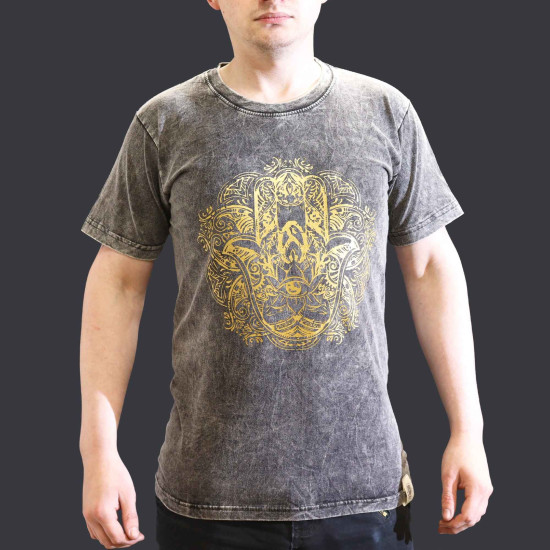 Petit t-shirt délavé à la pierre - Hamsa - Gris foncé
