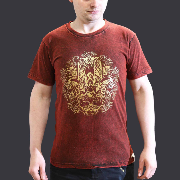 Petit t-shirt délavé à la pierre - Hamsa - Bordeaux