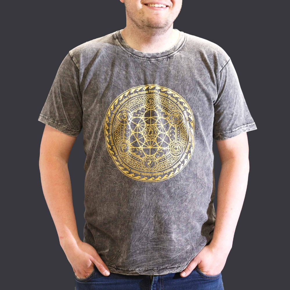 T-shirt délavé XL - Chakra - Gris foncé