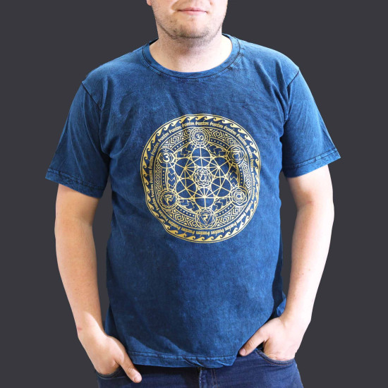 T-shirt délavé XL - Chakra - Bleu