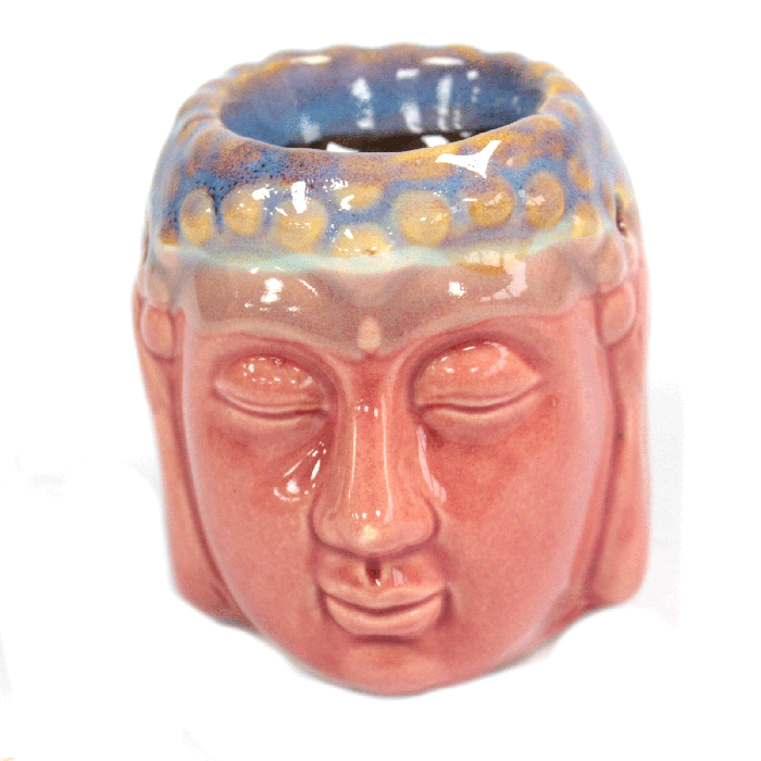 Brûleur à huile Bouddha - Rose et bleu sarcelle