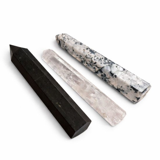 Pointe d'obélisque à six faces en pierre précieuse, environ 17 cm - Tourmaline noire