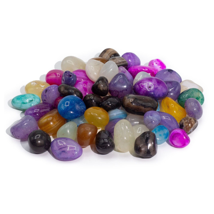 Agate mélangée traitée en vrac - 1 kg (environ 70 pierres) - 7 couleurs