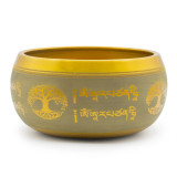 Grand bol chantant en aluminium - Bouddha Arbre de Vie - Couleur cuivre (19 cm)
