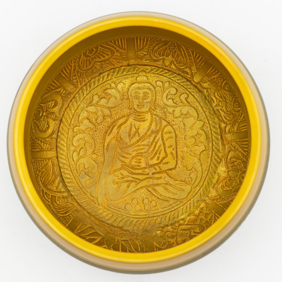 Grand bol chantant en aluminium - Bouddha Arbre de Vie - Couleur cuivre (19 cm)