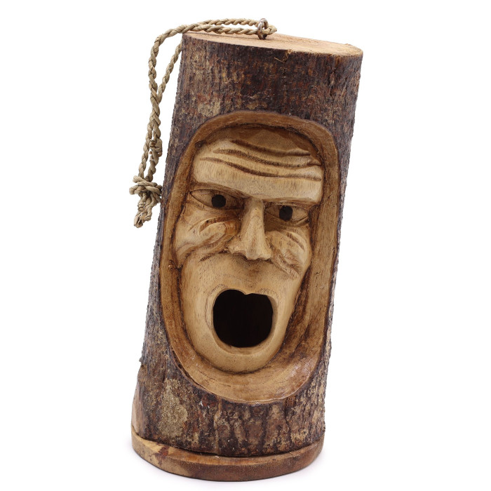 Visage de tronc d'arbre - Nichoir - Vieil homme grincheux