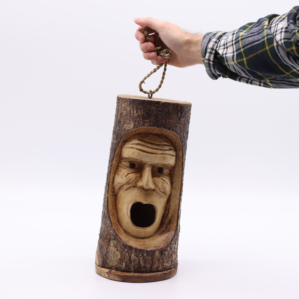 Visage de tronc d'arbre - Nichoir - Vieil homme grincheux