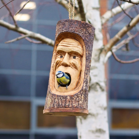 Visage de tronc d'arbre - Nichoir - Vieil homme grincheux
