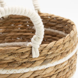 Grands paniers en coton et jonc de mer - Rayures naturelles - Lot de 3