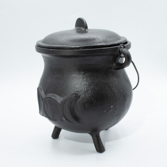 Chaudron extra large en fonte avec triple lune 23x18cm (au moins 4kg)