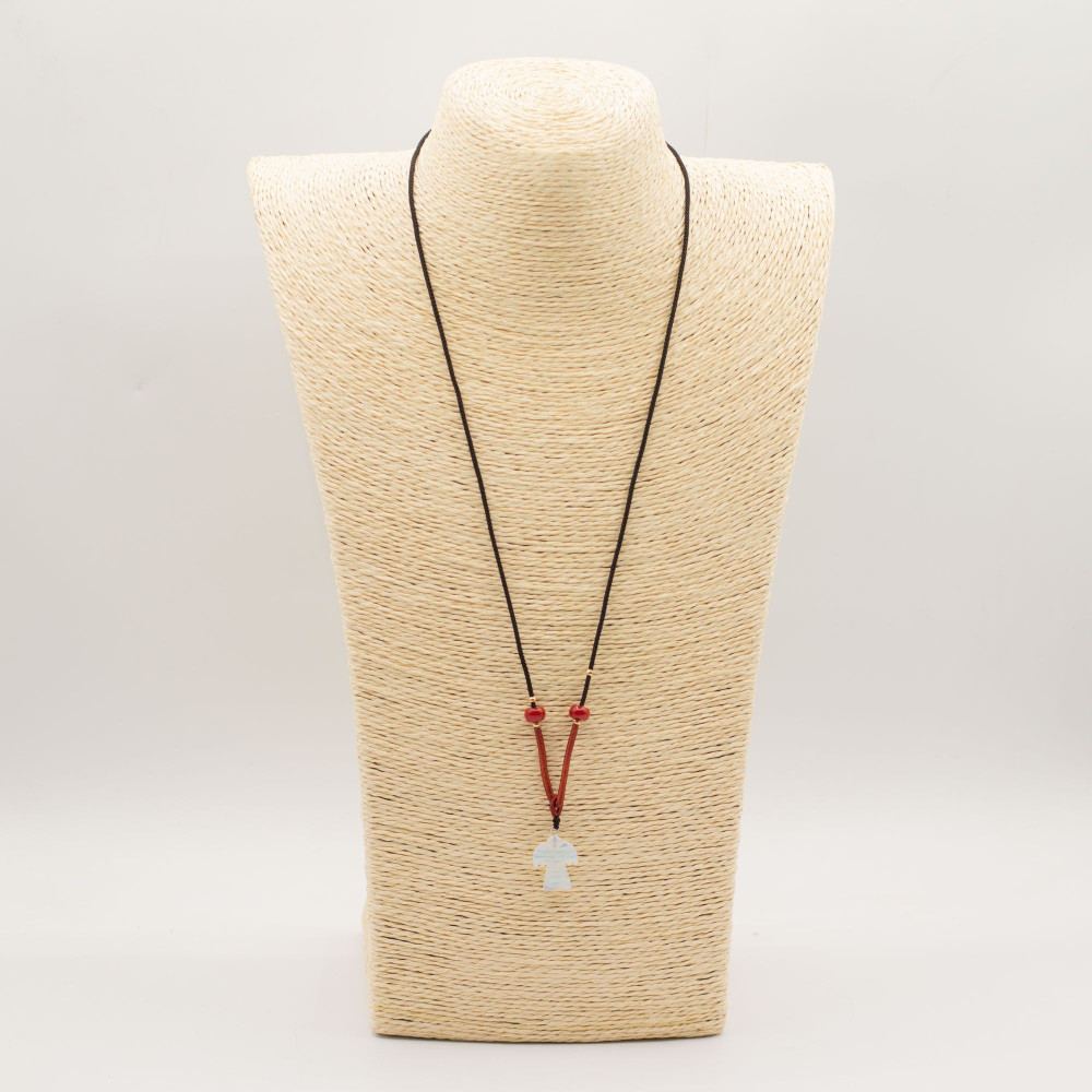 Collier cordon avec pendentif en pierre précieuse - Ange en opale