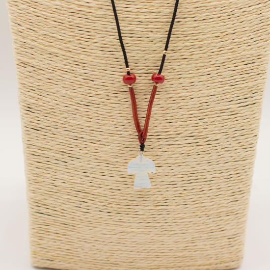 Collier cordon avec pendentif en pierre précieuse - Ange en opale