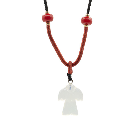 Collier cordon avec pendentif en pierre précieuse - Ange en opale