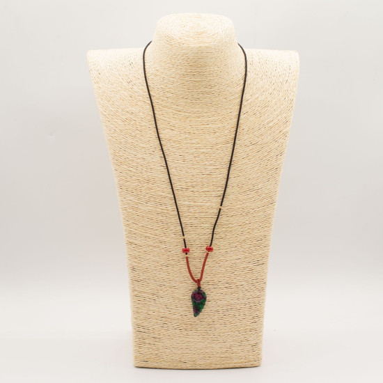 Collier cordon avec pendentif en pierre précieuse - Aile d'ange en morganite