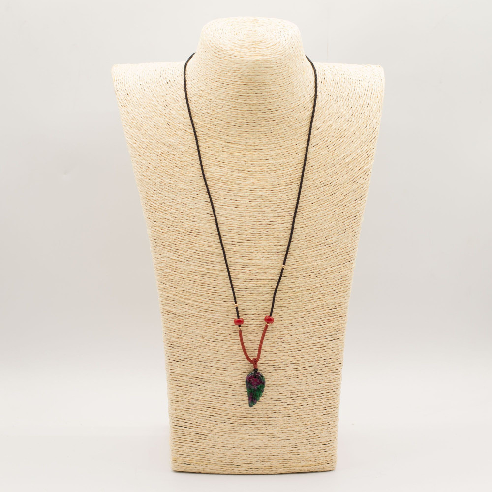 Collier cordon avec pendentif en pierre précieuse - Aile d'ange en morganite