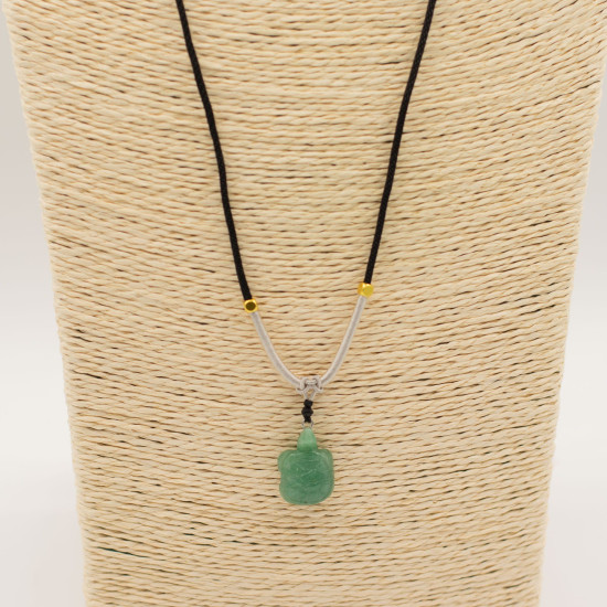 Collier cordon avec pendentif en pierre précieuse - Tortue de jade