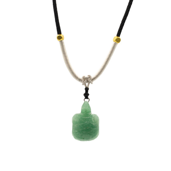 Collier cordon avec pendentif en pierre précieuse - Tortue de jade