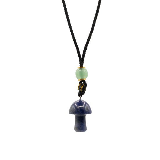 Collier cordon avec pendentif en pierre précieuse - Sodalite champignon