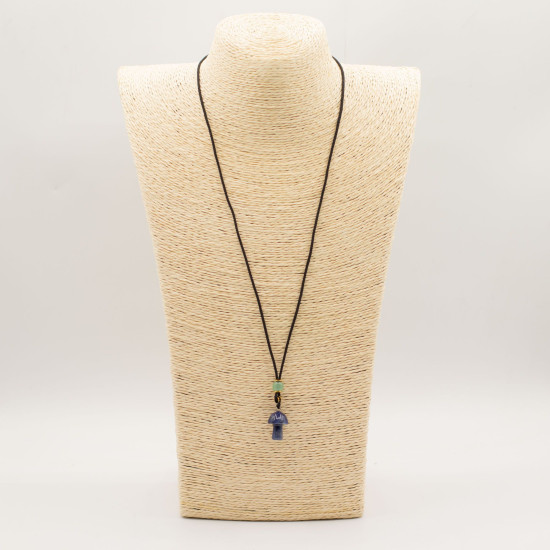 Collier cordon avec pendentif en pierre précieuse - Sodalite champignon