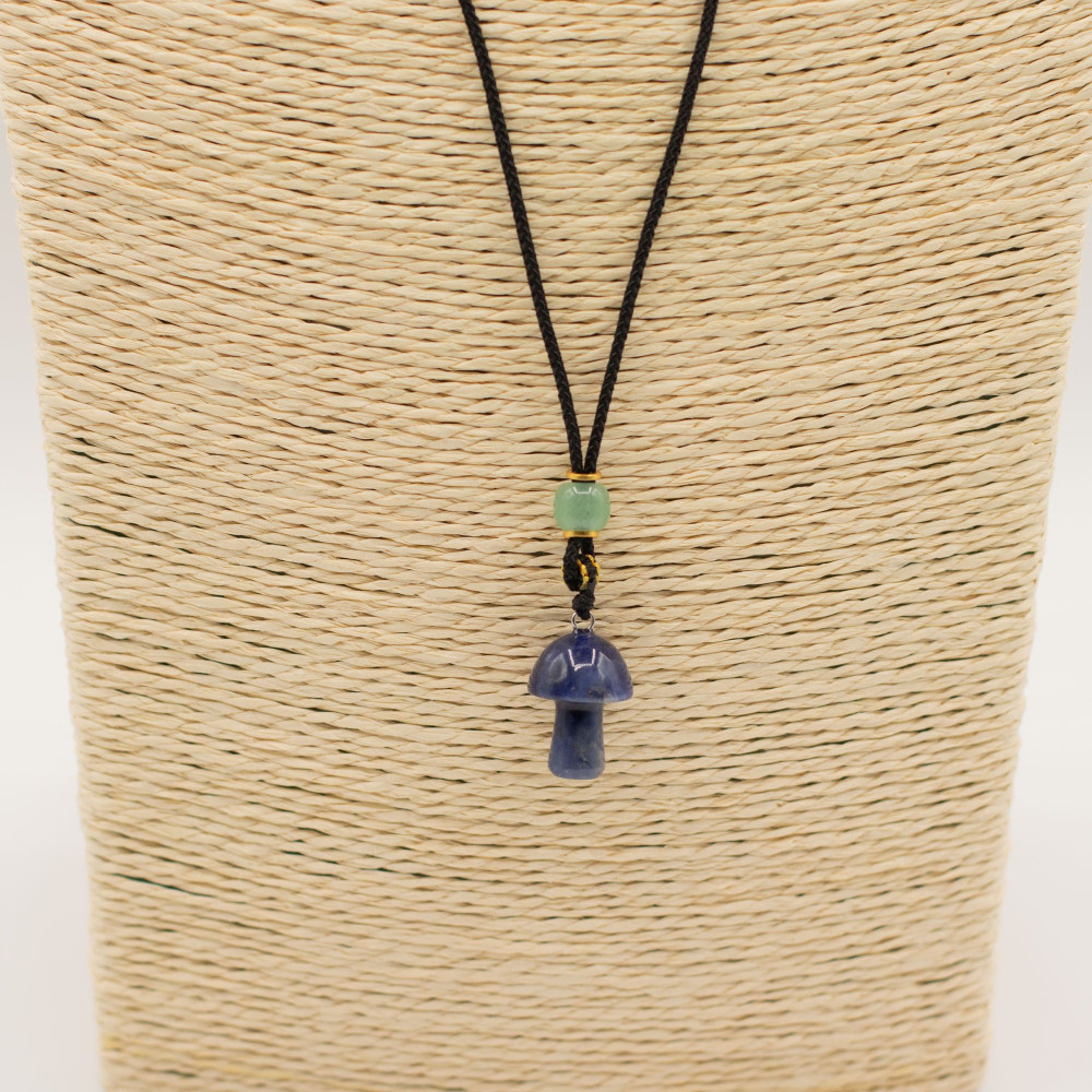 Collier cordon avec pendentif en pierre précieuse - Sodalite champignon