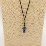 Collier cordon avec pendentif en pierre précieuse - Sodalite champignon