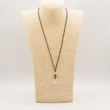 Collier cordon avec pendentif en pierre précieuse - Cœur en quartz rose