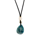 Collier cordon avec pendentif en pierre précieuse - Howlite en forme de larme