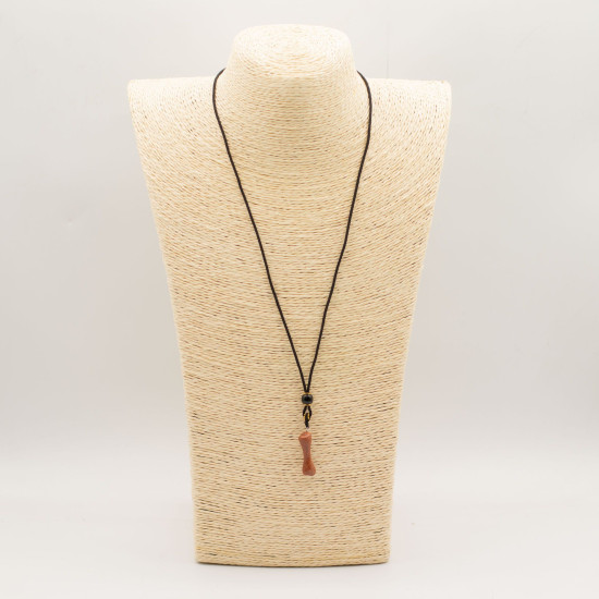 Collier cordon avec pendentif en pierre précieuse - Os en pierre de soleil