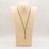 Collier cordon avec pendentif en pierre précieuse - Os en pierre de soleil