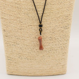 Collier cordon avec pendentif en pierre précieuse - Os en pierre de soleil