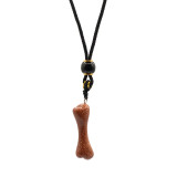 Collier cordon avec pendentif en pierre précieuse - Os en pierre de soleil