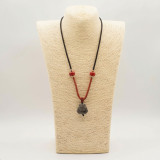 Pendentifs en pierre précieuse tendance - Bouddha en obsidienne argentée