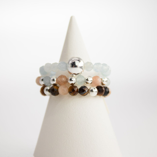 Bague et ensemble de pierres précieuses Nymph Spirit - Coucher de soleil sur la mer