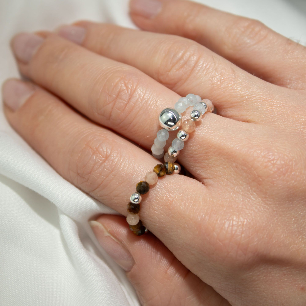 Bague et ensemble de pierres précieuses Nymph Spirit - Coucher de soleil sur la mer