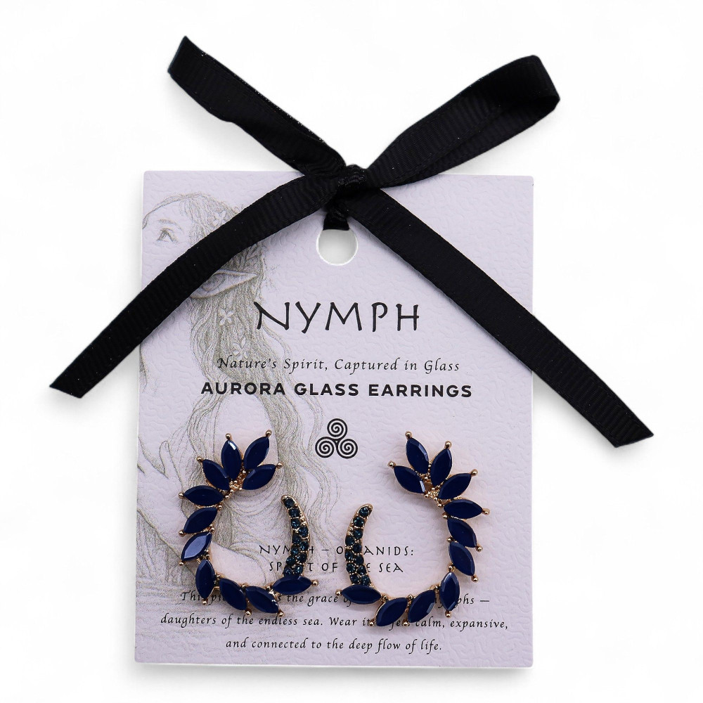 Boucles d'oreilles créoles bleu royal en verre vintage.