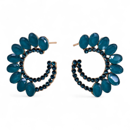 Boucles d'oreilles créoles vert turquoise en verre vintage.