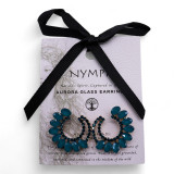 Boucles d'oreilles créoles vert turquoise en verre vintage.