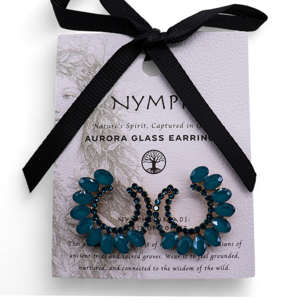 Boucles d'oreilles créoles vert turquoise en verre vintage.