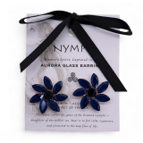 Bleu royal - Verre vintage - Fleurs - Boucles d'oreilles