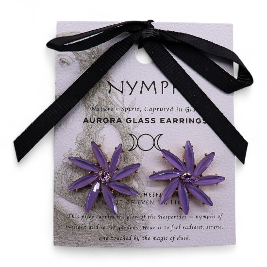 Boucles d'oreilles Lavande - Verre Vintage - Fleurs