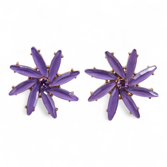 Boucles d'oreilles Lavande - Verre Vintage - Fleurs