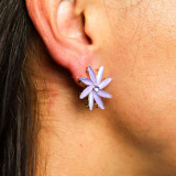 Boucles d'oreilles Lavande - Verre Vintage - Fleurs