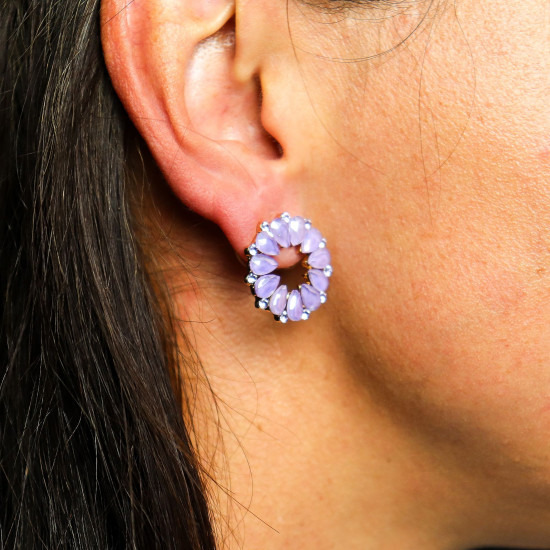 Boucles d'oreilles Lavande - Verre Vintage - Boucle