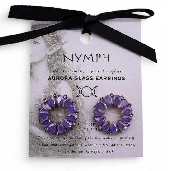 Boucles d'oreilles Lavande - Verre Vintage - Boucle