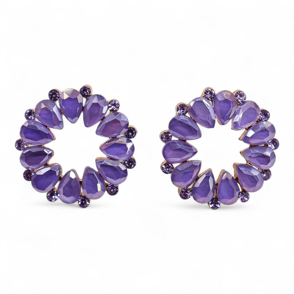 Boucles d'oreilles Lavande - Verre Vintage - Boucle