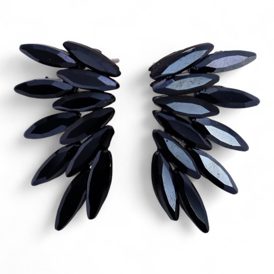 Noir de jais - Verre vintage - Boucles d'oreilles féeriques