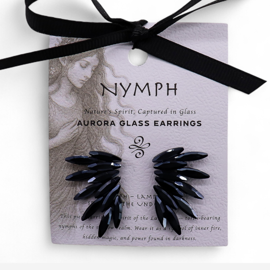 Noir de jais - Verre vintage - Boucles d'oreilles féeriques